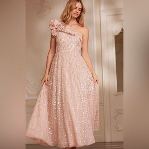 Raindrop one shoulder ankle gown needle and thread NWT